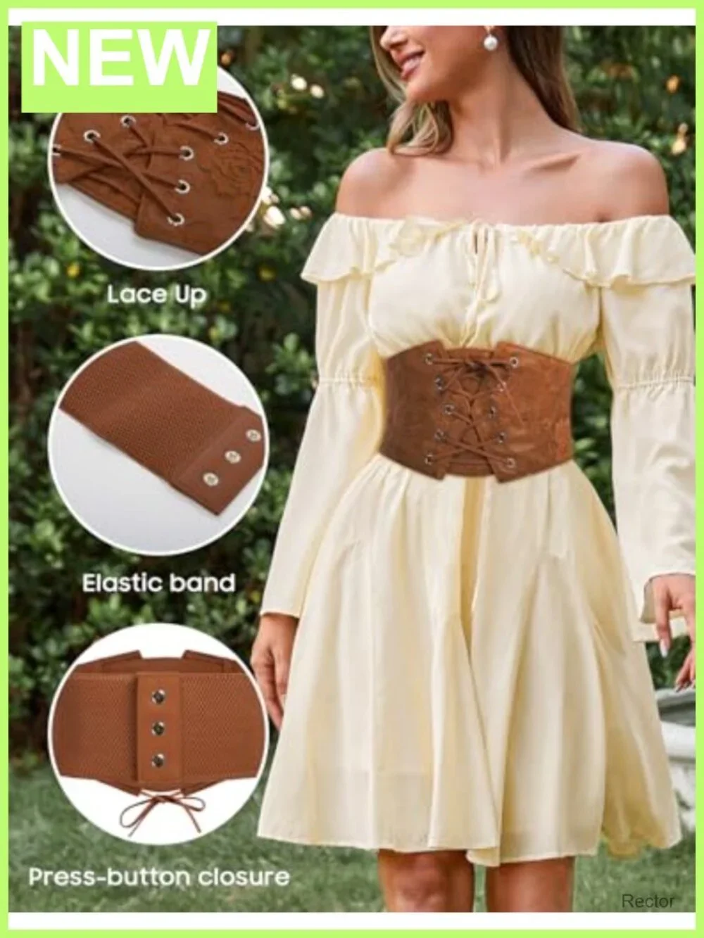 Wide Corset Belt for Women Lace-Up Waist Cincher Renaissance Waist Trainer Faux